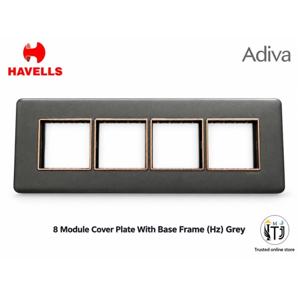 Havells Adiva 8M Cover Plate with Base Frame Hz| Grey With Rose Gold Bezel