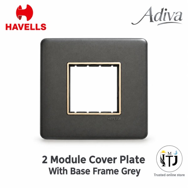 Havells Adiva 2M Cover Plate With Base Frame| Grey With  Rose Gold Bezel