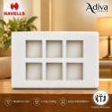 Havells Adiva 12 Module Cover Plate with Base Frame| White Chrome Bezel 