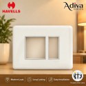 Havells Adiva 3 Module Cover Plate with Base Frame| White Chrome Bezel 