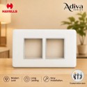 Havells Adiva 4 Module Cover Plate with Base Frame| White Chrome Bezel 