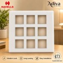 Havells Adiva 18 Module Cover Plate with Base Frame| White Chrome Bezel 