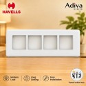 Havells Adiva 8 Module Cover Plate with Base Frame| White Chrome Bezel 