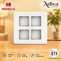 Havells Adiva 8 Module Cover Plate with Base Frame [Sq] | White Chrome Bezel 