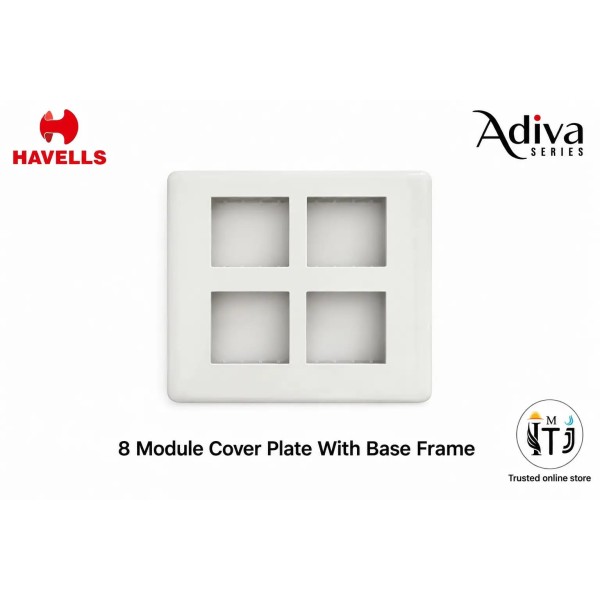 Havells Adiva 8 Module Cover Plate [Sq] | White