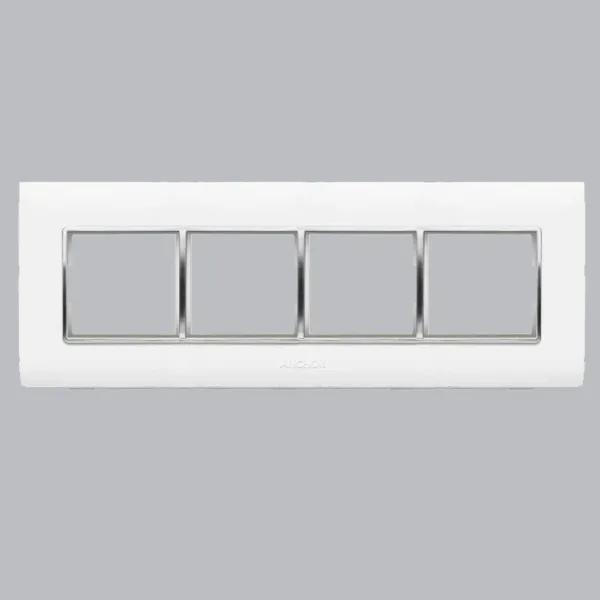 Anchor Penta 8 Module Plate  (65808) - Hz  | White with Chrome Collar