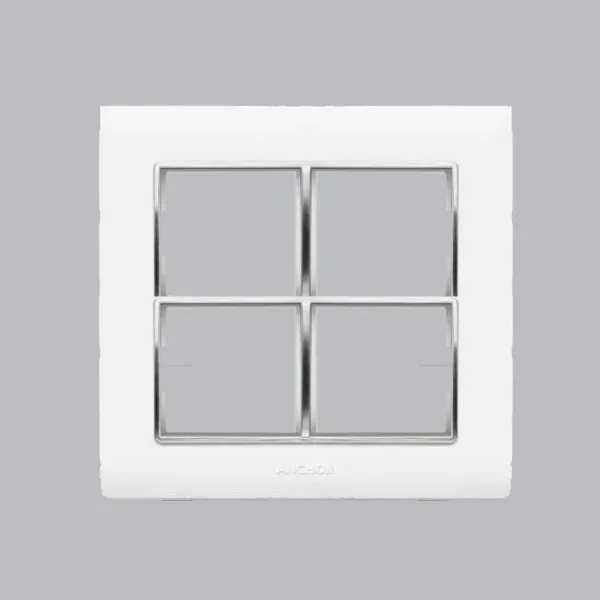 Anchor Penta 8 Module Plate  (65888) - SQ  | white with chrome collar