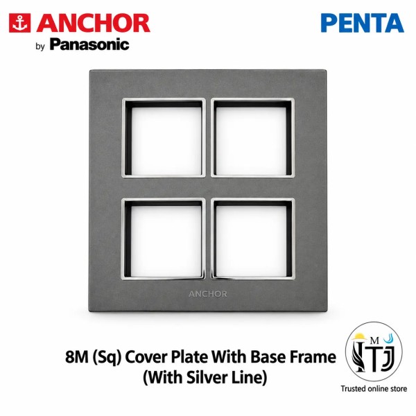 Anchor Penta 8 Module Plate  (65888B) SQ | Black With Chrome Collar