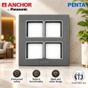 Anchor Penta 8 Module Plate  (65888B) SQ | Black With Chrome Collar