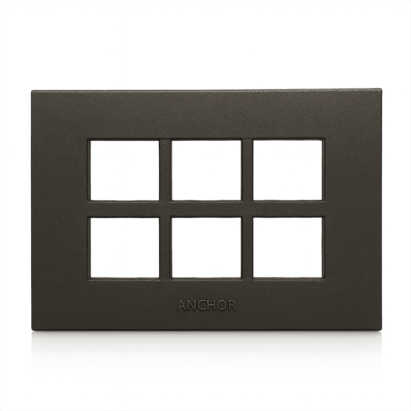 Anchor penta 12 Module Plate  (65912B) | Black Cover Plate with Base Frame 