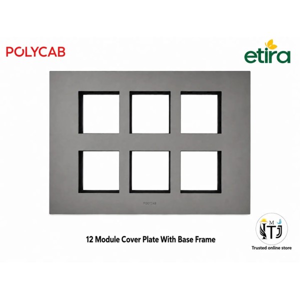 Polycab Etira - 12 Module  [6x8 ]Cover Plate - Mag. Grey