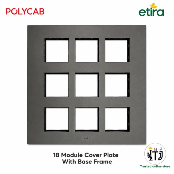 Polycab Etira - 18 Module  [8x8 ]Cover Plate - Mag. Grey