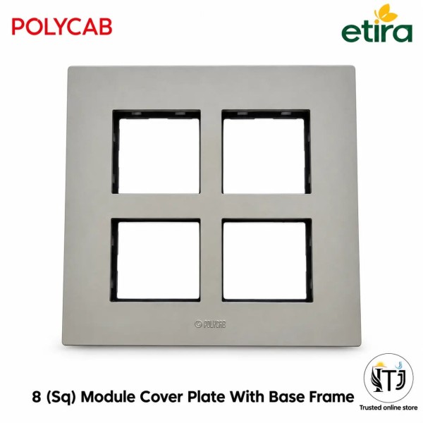 Polycab Etira - 8 Module, SQ  [ 5x5 ]Cover Plate - Mag. Grey