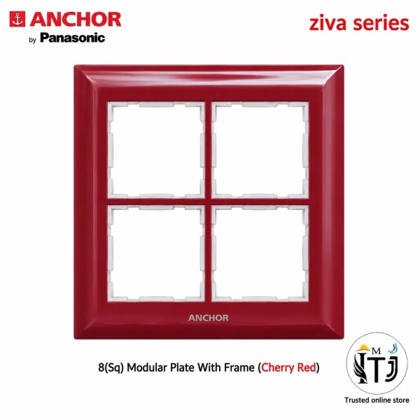 Anchor Ziva 8 Module Plate Sq (68988CR) - Cherry Red
