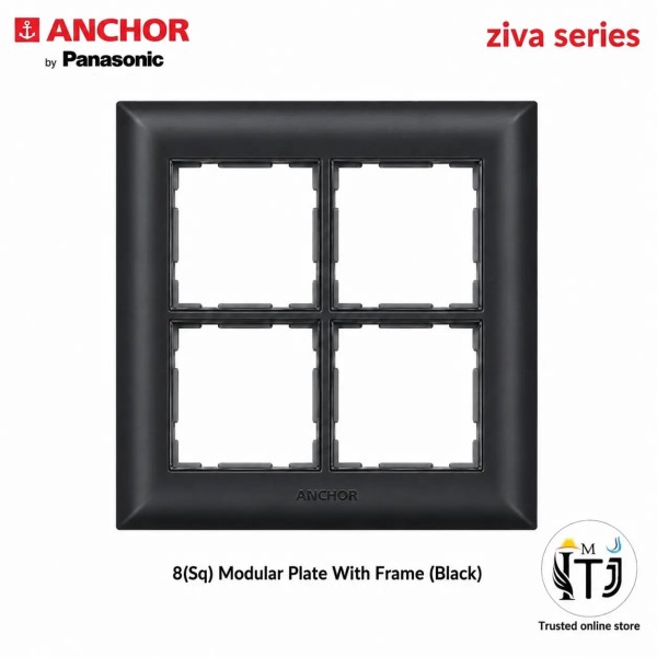 Anchor Ziva 8 Module Plate Sq (68988B) - Black