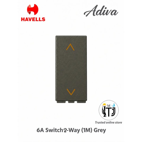 Havells Adiva 6A 2 Way Switch 1M | Grey