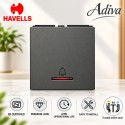 Havells Adiva 6A Mega Bell Push Indicator Switch 2M| Grey