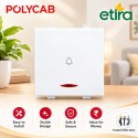 Polycab Etira 6A Bell Switch  with indicator, 2M - White