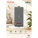 Polycab Etira 6A Bell Switch  with indicator, 1M - Mag. Grey