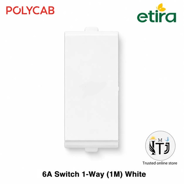 Polycab Etira 6A Switch, 1-way, 1M - White