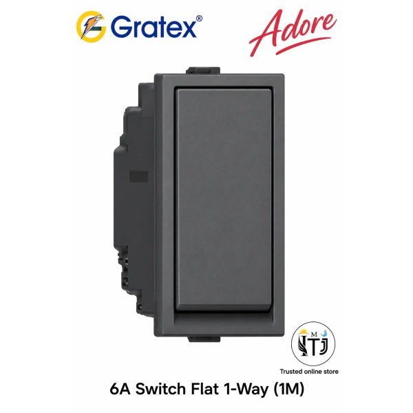 Gratex Adore 6A Flat 1 Way Switch 1M |Grey