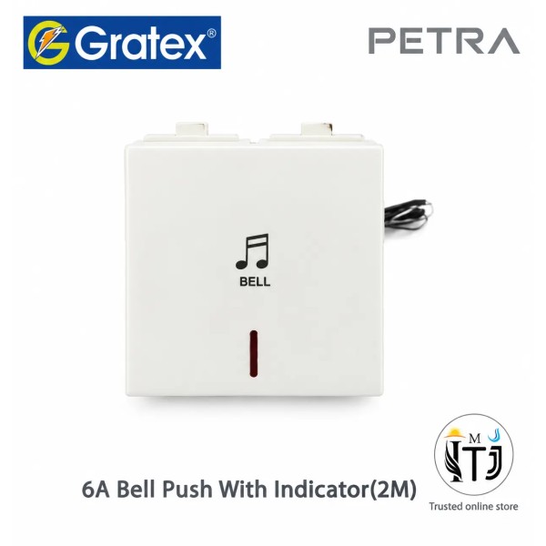 Gratex Petra 6A Bell Push With Indicator 2M| White