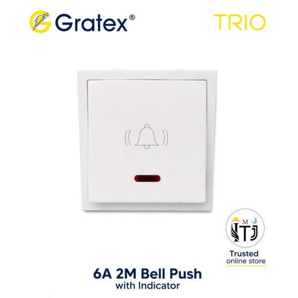 Gratex TRIO 6A 2M Bell Push with Indicator