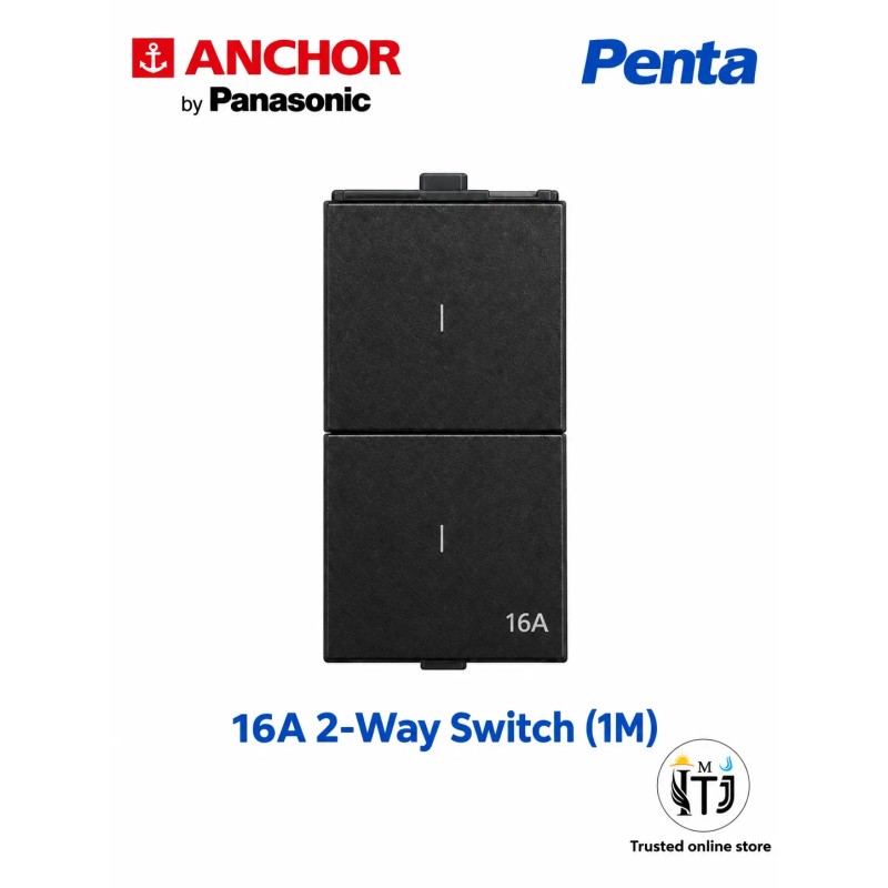 Anchor Penta modular 16 Amp Flat Switch, Black - 2 Way Switch -65148B Anchor Penta modular 16 Amp Flat Switch, Black - 2 Way Switch -65148B