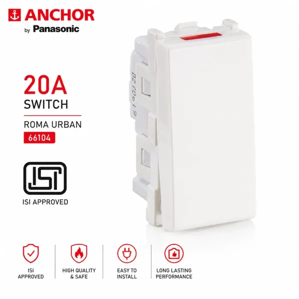 Anchor Roma Urban 20A Switch , 1M - White (66104)