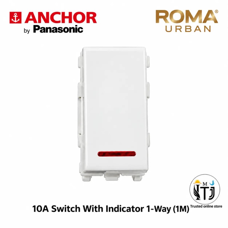 Anchor Roma Urban 10A Switch With Indicator , 1M - White (66111) Anchor Roma Urban 10A Switch With Indicator , 1M - White (66111)