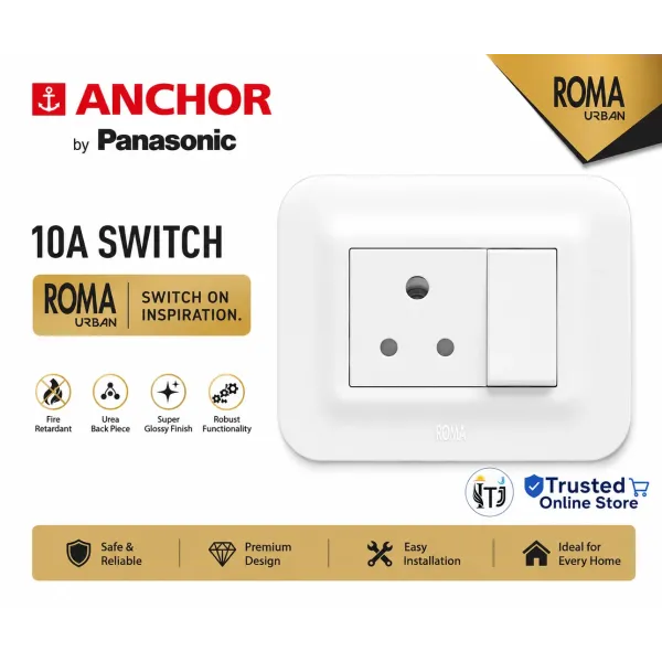 Anchor Roma Urban 10A Switch , 1M - White (66101)