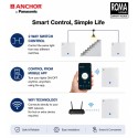 Anchor Roma Urban Smart Touch Switch 16A 1Channel - White, Fits in Anchor Roma Urban Plates Only, Compatible with Alexa, Google Assistant & Siri Anchor Roma Urban Smart Touch Switch 16A 1Channel - White, Fits in Anchor Roma Urban Plates Only, Compatible with Alexa, Google Assistant & Siri