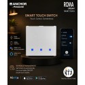 Anchor Roma Urban Smart Touch Switch 5A 3Channel - White, , Fits in Anchor Roma Urban Plates Only, Compatible with Alexa, Google Assistant & Siri