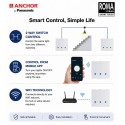 Anchor Roma Urban Smart Touch Switch 5A 3Channel - White, , Fits in Anchor Roma Urban Plates Only, Compatible with Alexa, Google Assistant & Siri