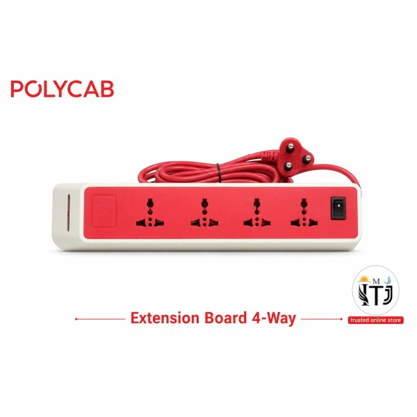 Polycab 4-Way Extension Board With Indicator- Reliable Power