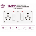 16A Double Switch Socket Combined Box with Indicator