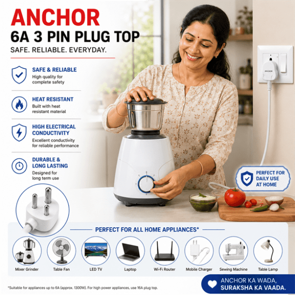 Anchor 6A 3 Pin PlugTop