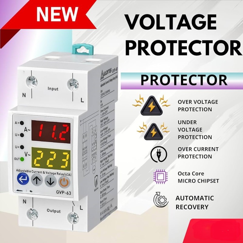 Automatic Voltage Protector Device for Home - 63A, 230V