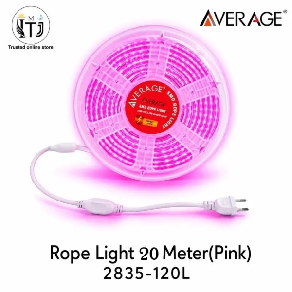 Average 20/M Roll 2835-120LED Rope Light |Pink