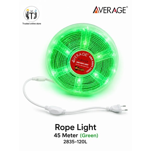 Average 45/M Roll 2835-120LED Rope Light |Green