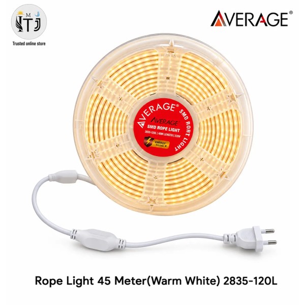 Average 45/M Roll 2835-120LED Rope Light | Warm White