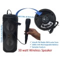 Bluetooth_wireless_speaker_30 watt_double_woofer_fm_radio_with_mic_remote_