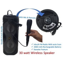 VIP wireless Bluetooth speaker with mic and remote | Portable bluetooth speaker with Inbuilt FM Radio - 30 watt